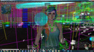 Photo of Vanessa Blaylock surrounded by 3D rendering Bounding Boxes and with date of raster registers superimposed over the scene
