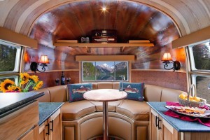 Interior view of Fiona Blaylock's Airstream luxury recreational vehicle