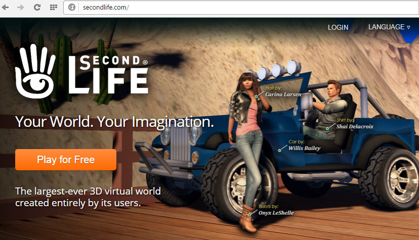 screen cap of Second Life web home page