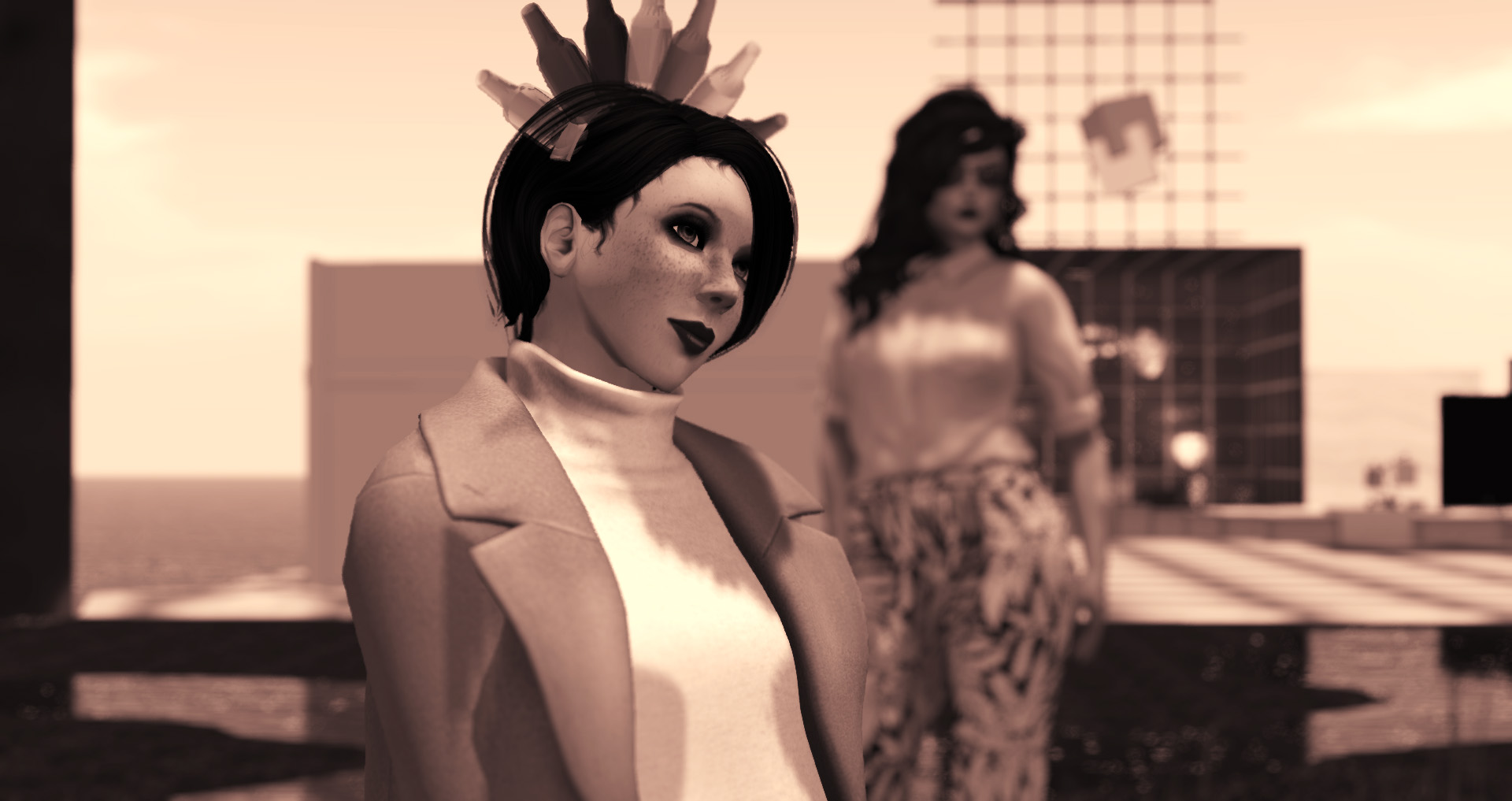 Photo of Vanessa Blaylock & Agnes Sharple at the College of Avatar Architecture at LEA1 in Second Life