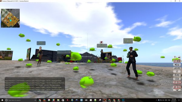 avatars shooting plastic frogs at each other