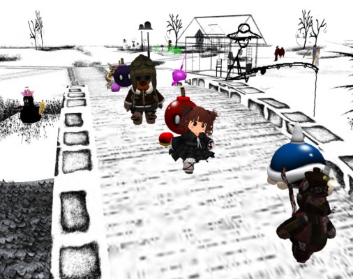 Tiny Avatars march across Cica Ghost's "Black and White World" at LEA13