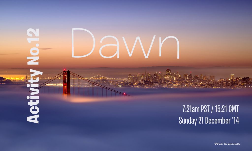 dawn over a fog laden Golden Gate Bridge